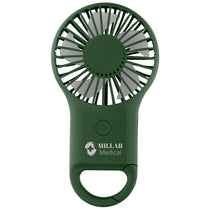 Hit Dark Green Rechargeable Handheld Fan With Carabiner