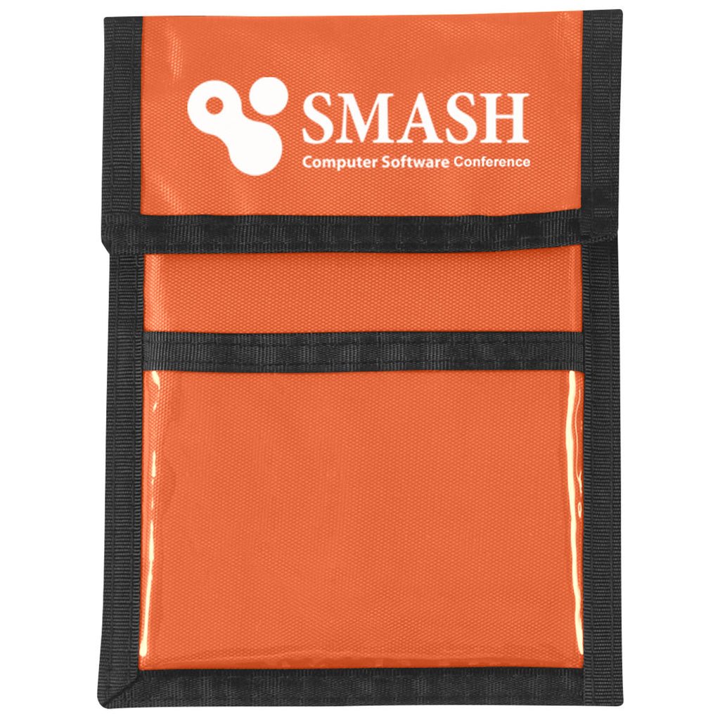 Hit Orange Nylon Neck Wallet Badge Holder