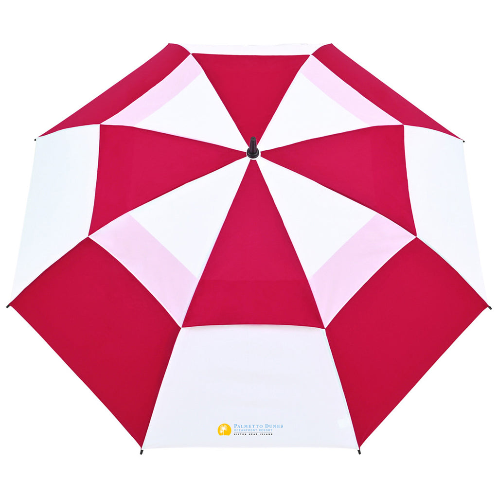 Elements Red/White 60" Recylcled Auto Open Double Canopy Golf Umbrella