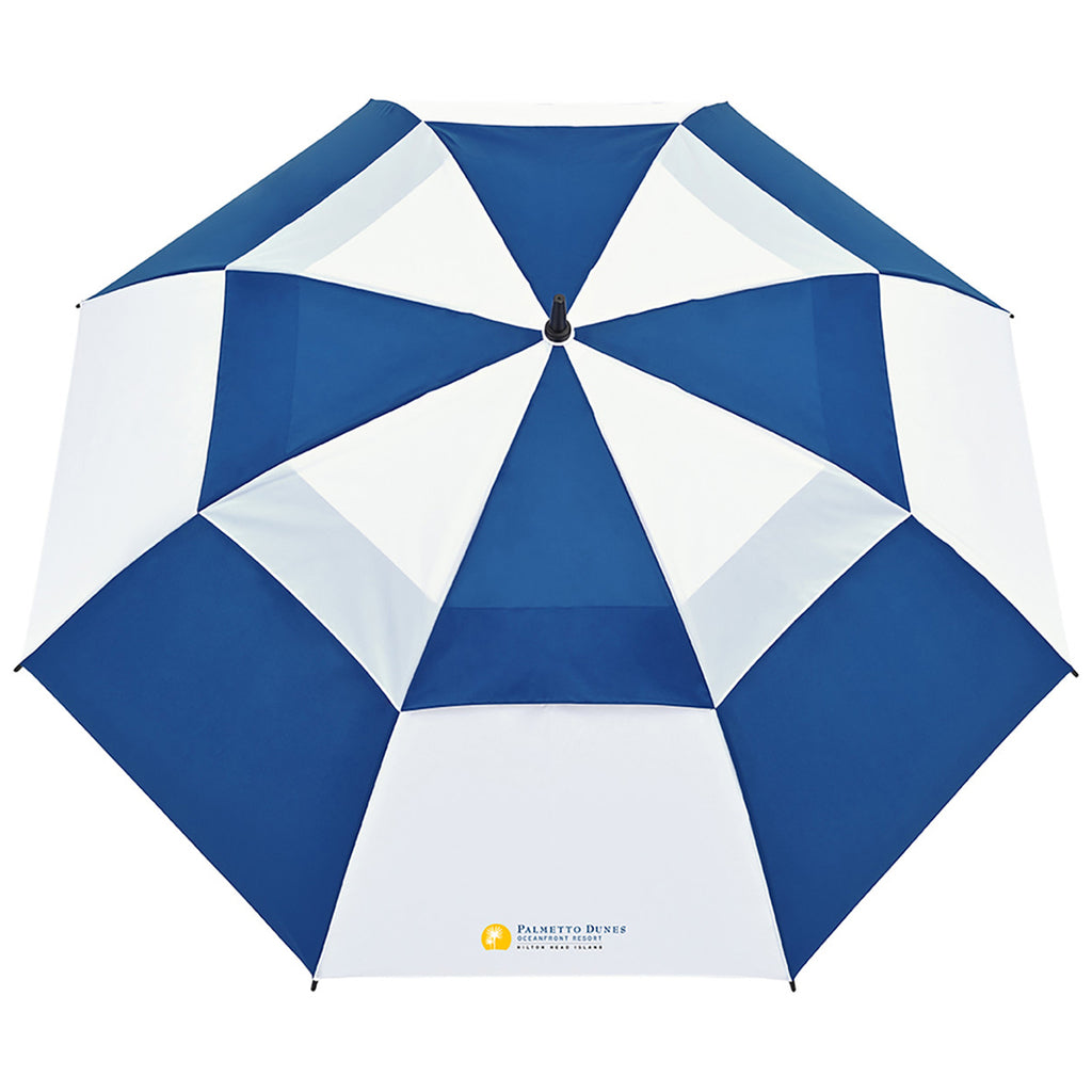 Elements Royal/White 60" Recycled Auto Open Double Canopy Golf Umbrella