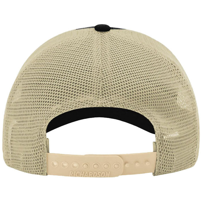 Richardson Black/Khaki Garment Washed Trucker