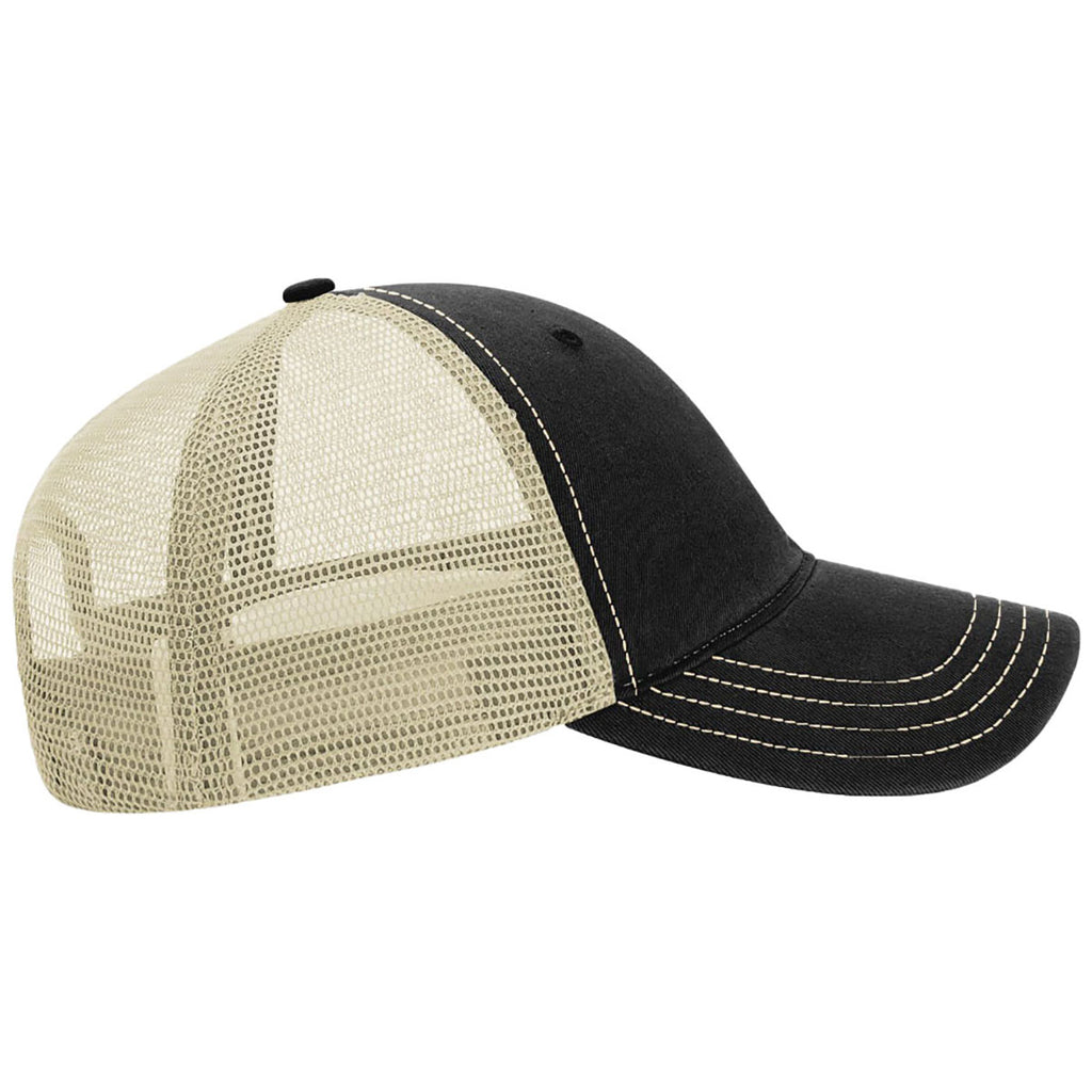 Richardson Black/Khaki Garment Washed Trucker