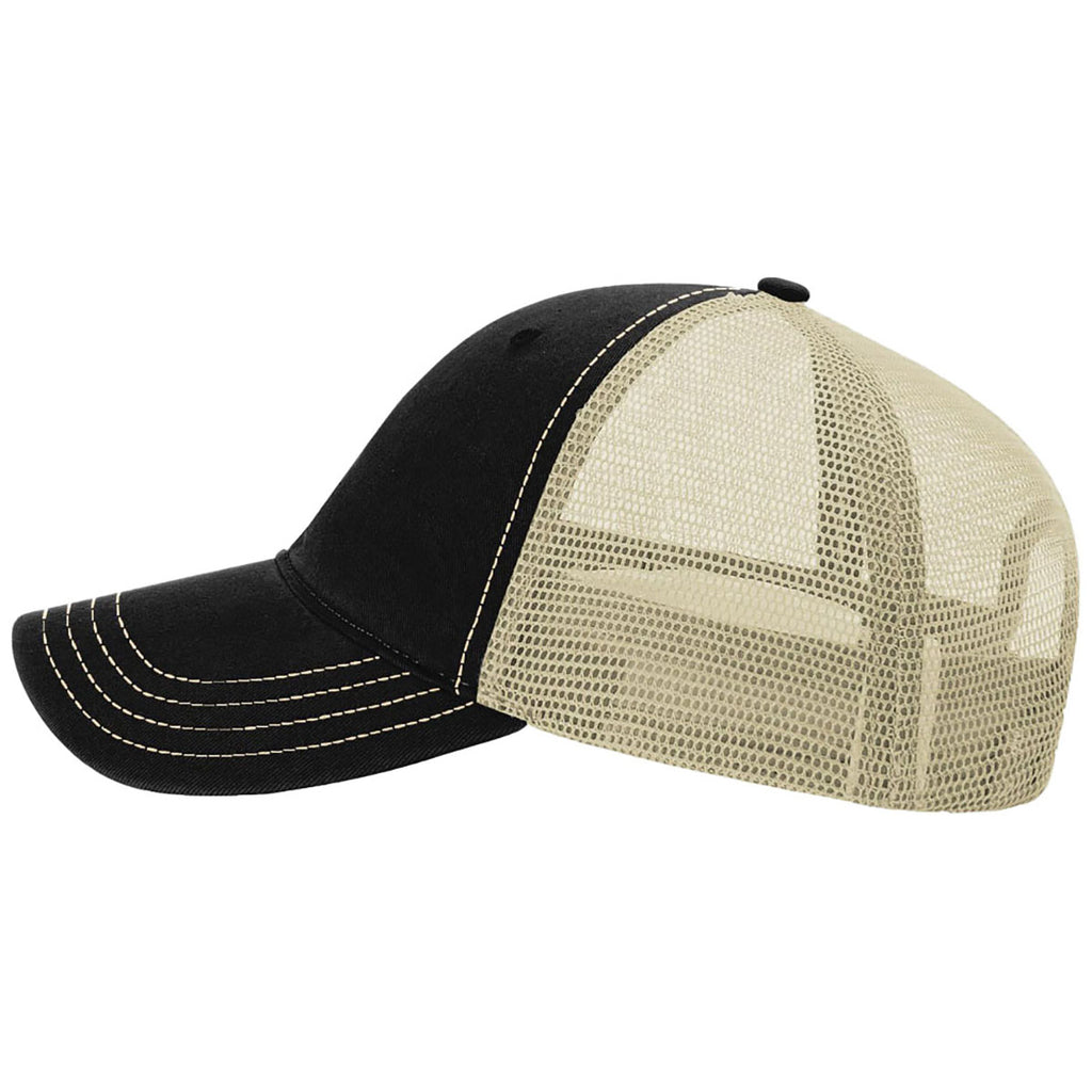 Richardson Black/Khaki Garment Washed Trucker