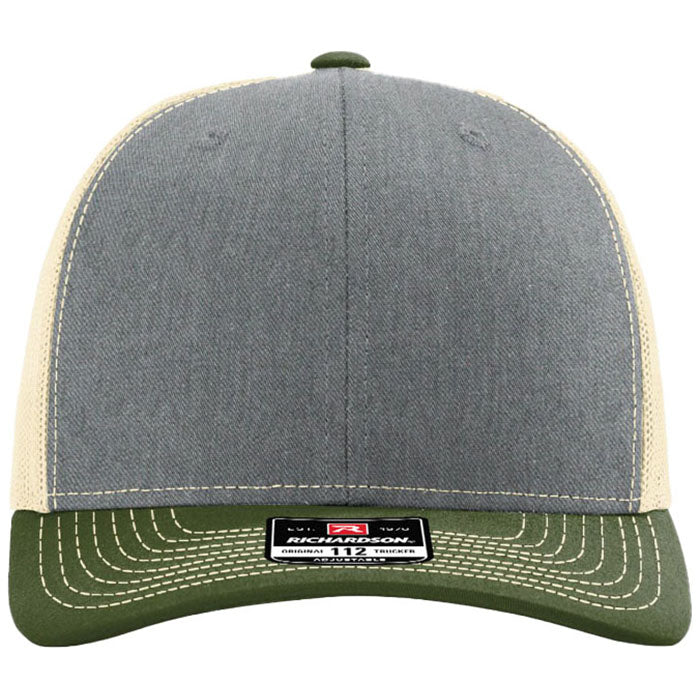 Richardson Heather Grey/Birch/Army Olive Trucker Cap