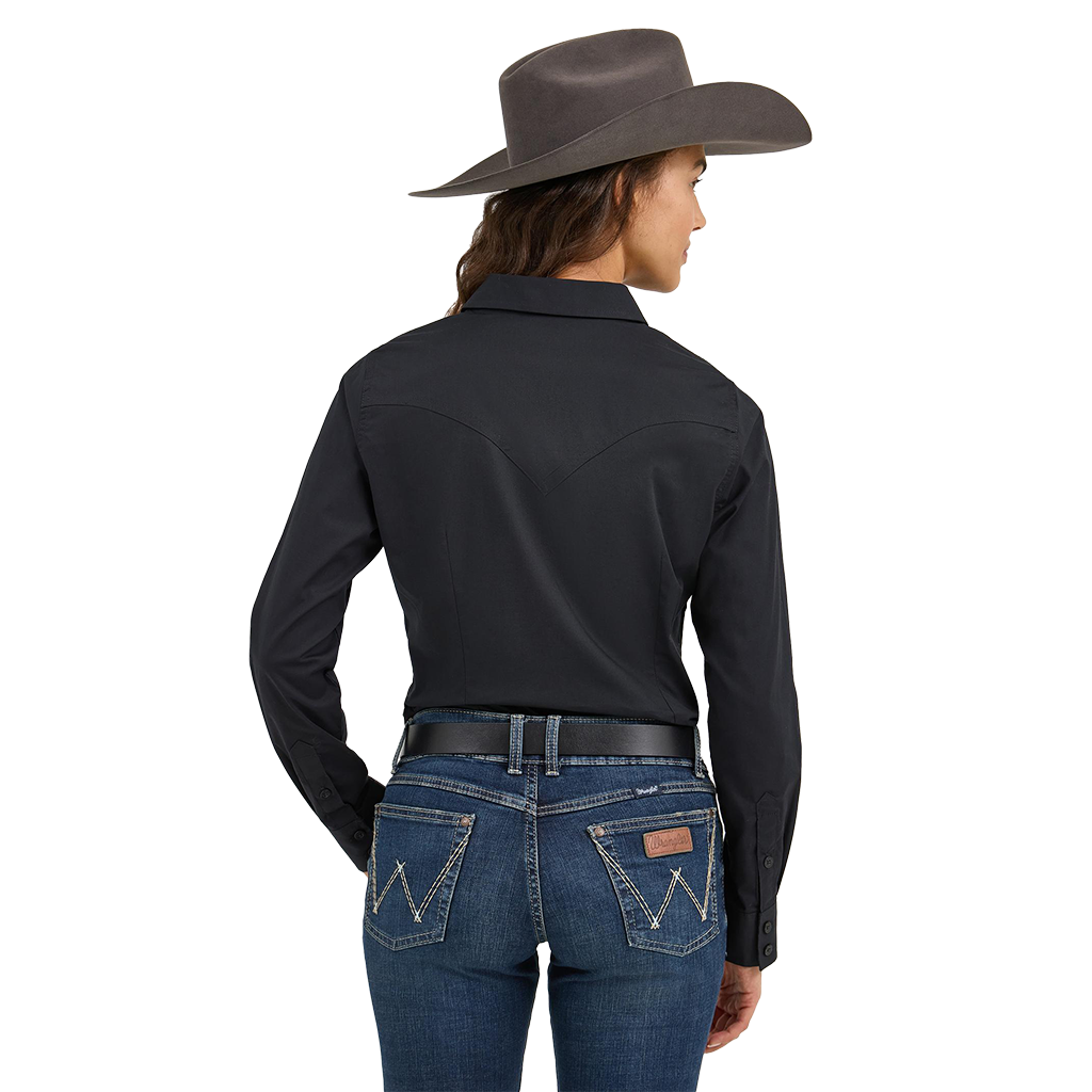 Wrangler Women's Black Retro Long Sleeve Solid Shirt