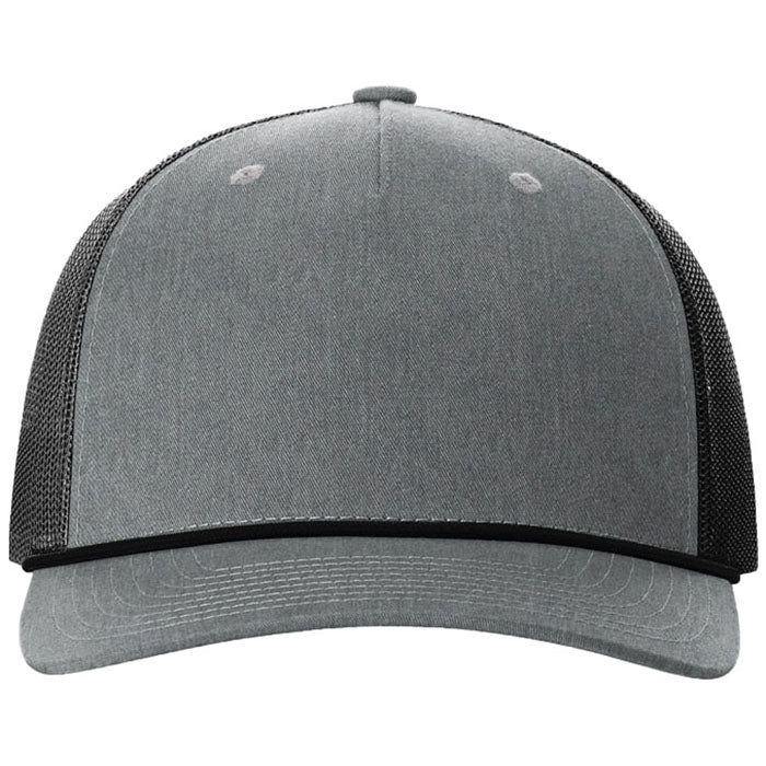 Richardson Heather Grey/Black/Black Five-Panel with Rope
