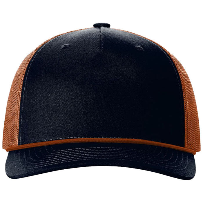 Richardson Navy/Dark Orange/Dark Orange Five-Panel with Rope