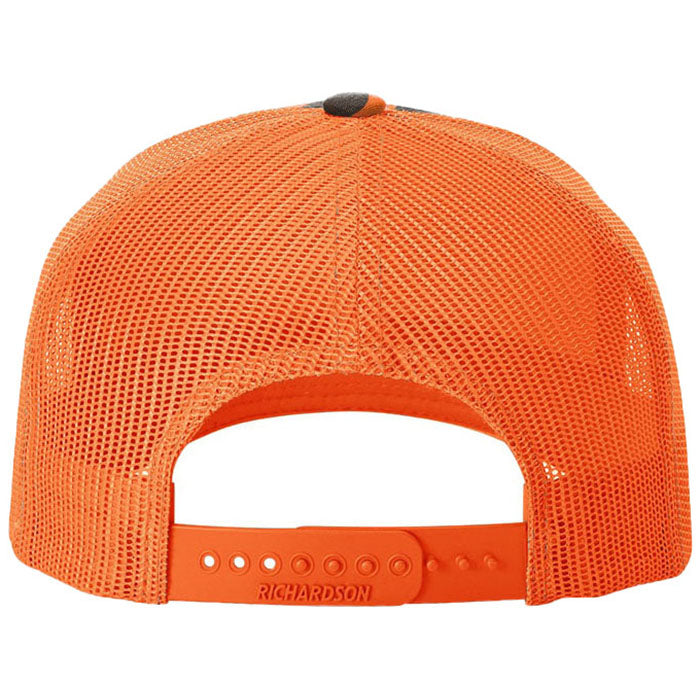 Richardson Blaze Duck Camo/Blaze Printed Five-Panel Trucker