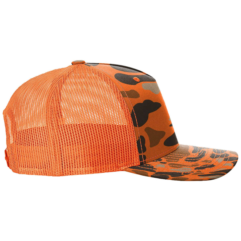 Richardson Blaze Duck Camo/Blaze Printed Five-Panel Trucker