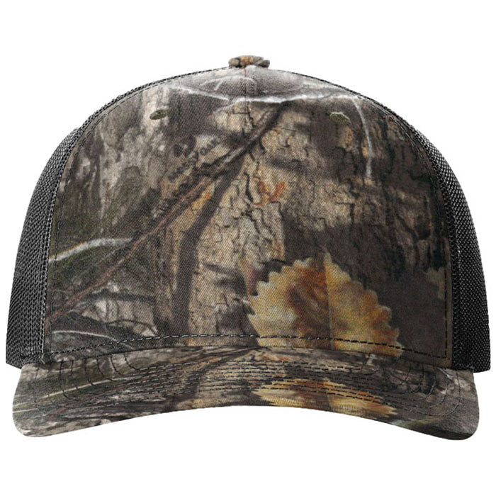 Richardson Mossy Oak Country DNA/Black Printed Five-Panel Trucker