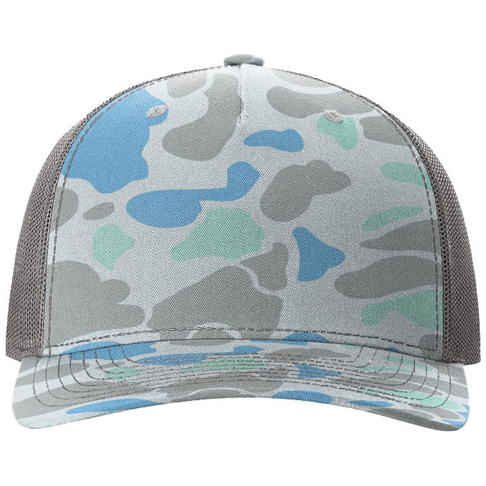 Richardson Saltwater Duck Camo/Charcoal Printed Five-Panel Trucker