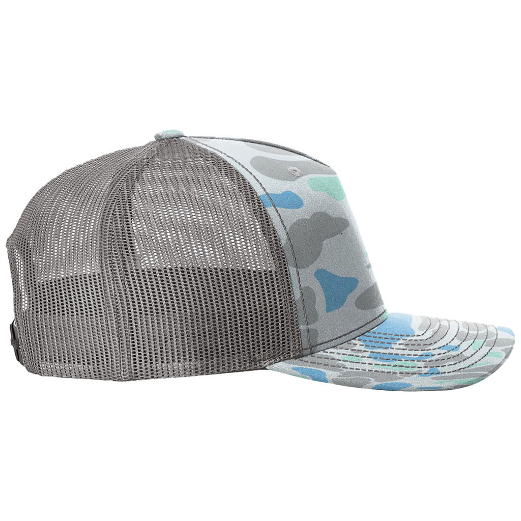 Richardson Saltwater Duck Camo/Charcoal Printed Five-Panel Trucker