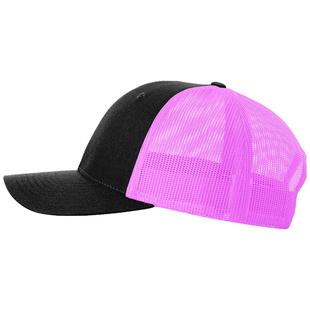 Richardson Black/Neon Pink Low Pro Trucker