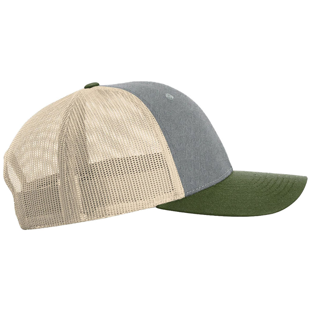 Richardson Heather Grey/Birch/Army Olive Low Pro Trucker