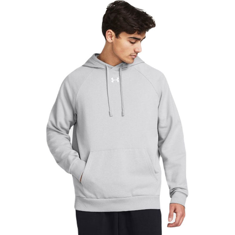 Under Armour Men's Mod Grey/White Rival Fleece Hoodie