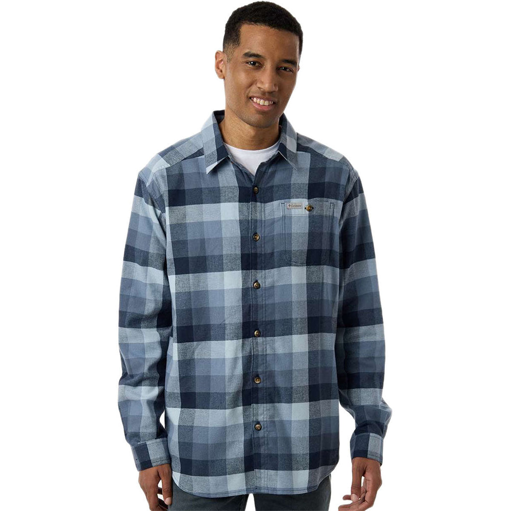 Columbia Men's Collegiate Navy Multi Buffalo Check Cornell Woods Flannel Shirt