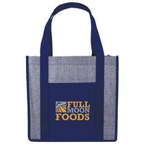 Good Value Navy Laminated Heathered Non-Woven Grocery Tote