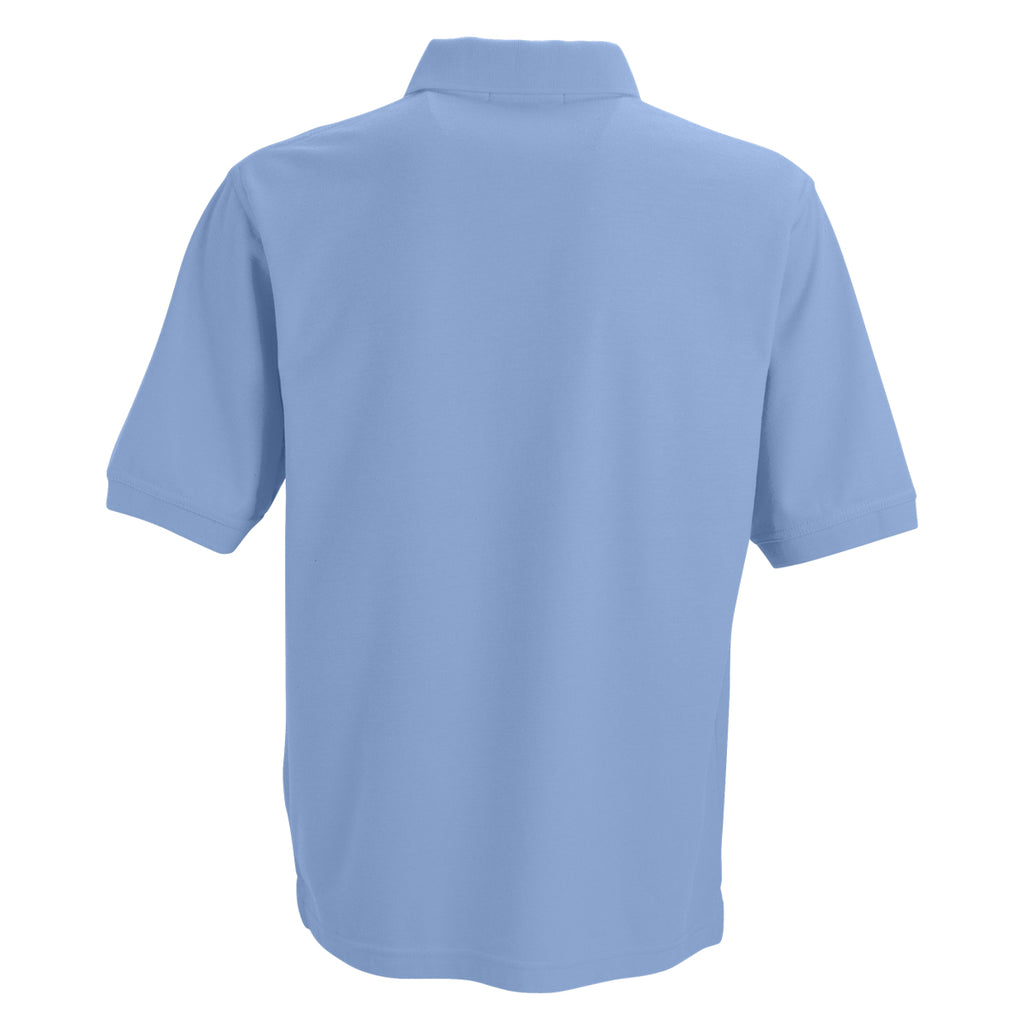 Vantage Men's Carolina Blue Soft-Blend Double-Tuck Pique Polo