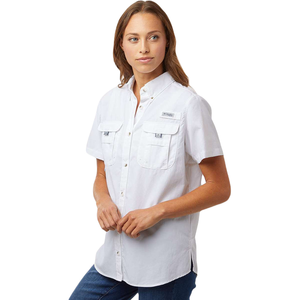 Columbia Women's White PFG Bahama Short Sleeve Shirt