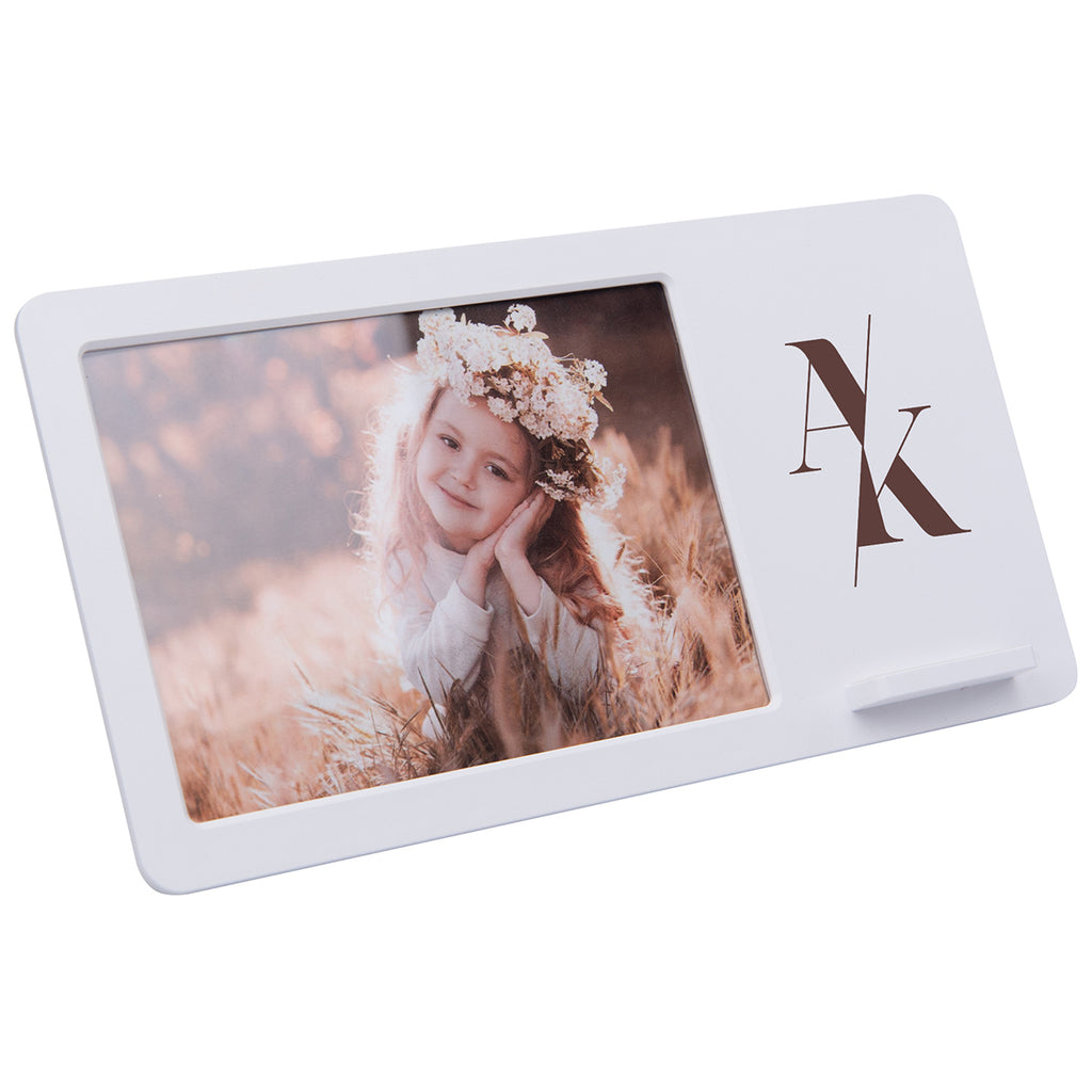 Hit White 4"x 6" Picture Frame with Wireless Charger