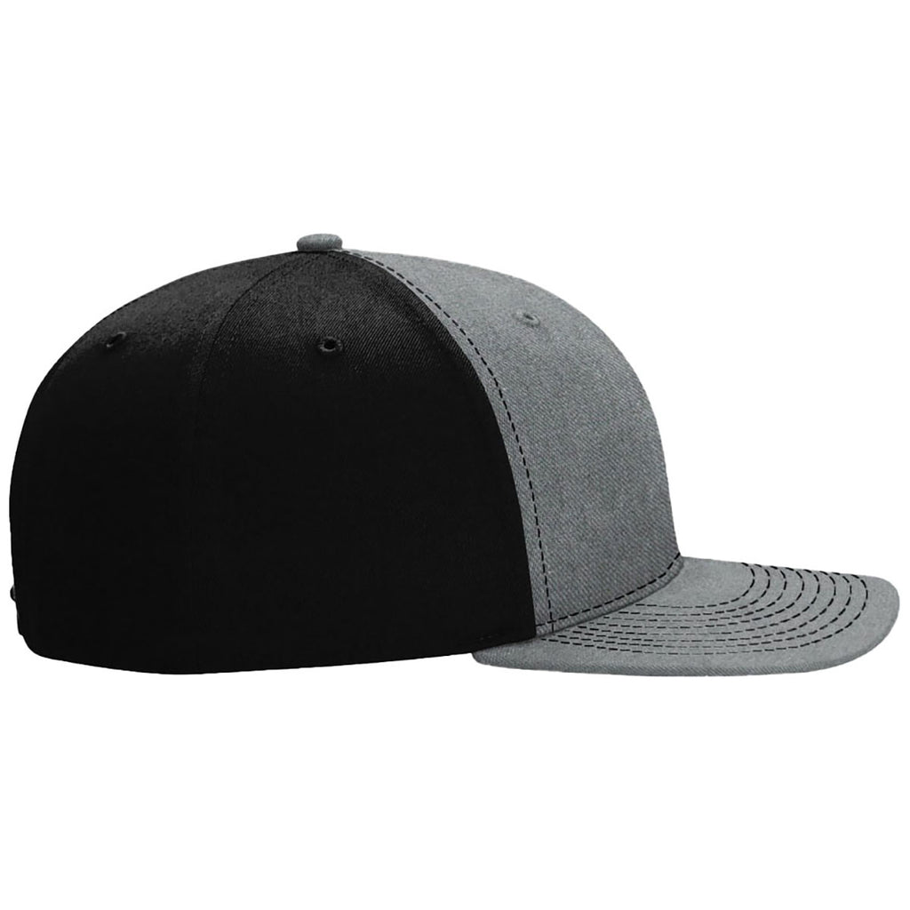 Richardson Heather Grey/Black Solid Twill Trucker