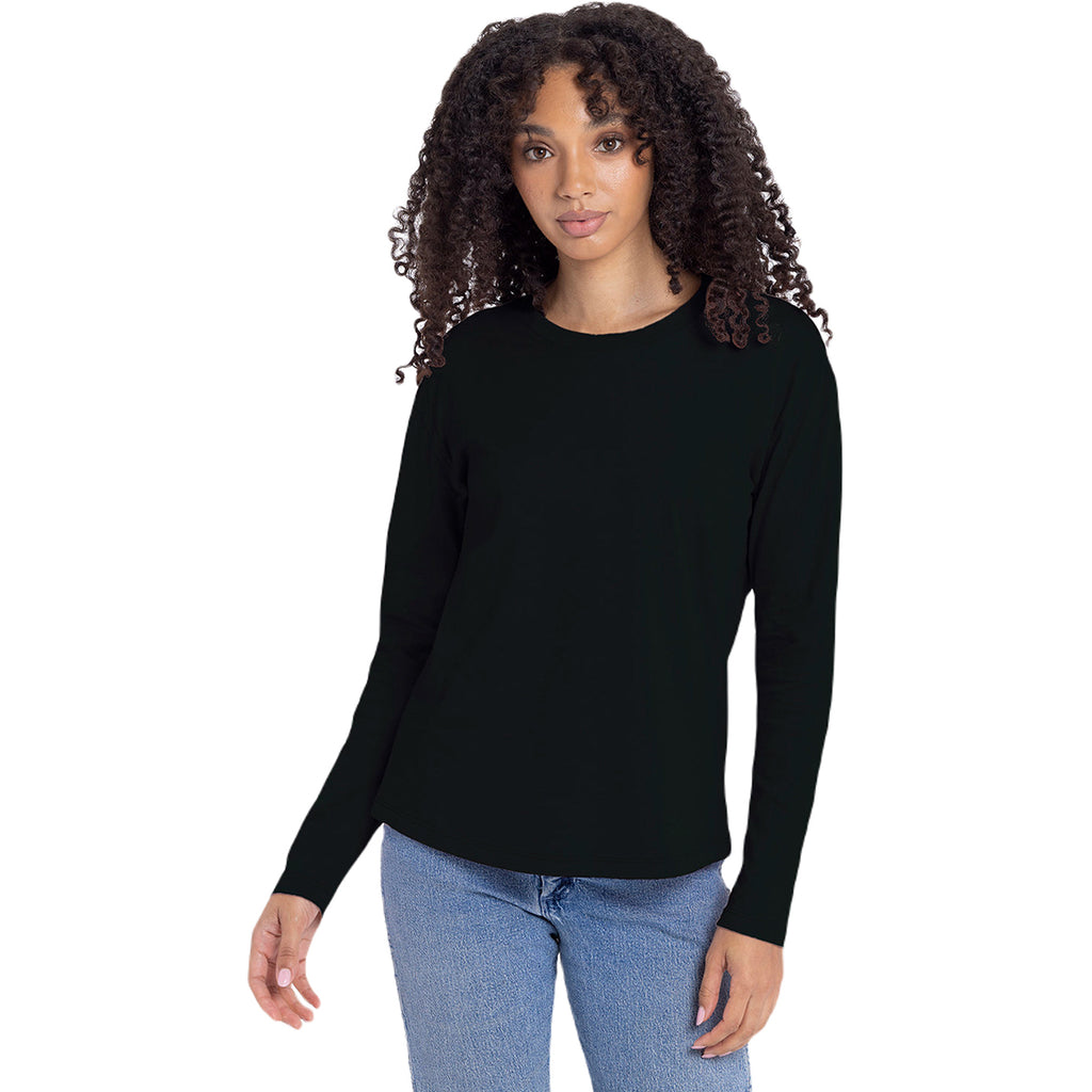 Next Level Apparel Women's Black Relaxed Long Sleeve T-Shirt