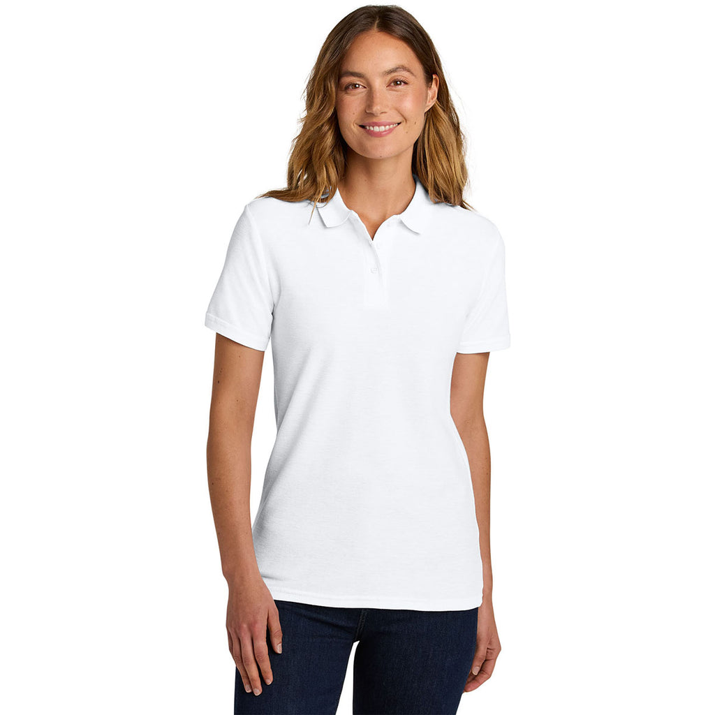 Gildan Women's White Softstyle Pique Polo