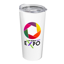 Garyline White Roadmaster Travel Tumbler with Clear Slider Lid - 18 oz.