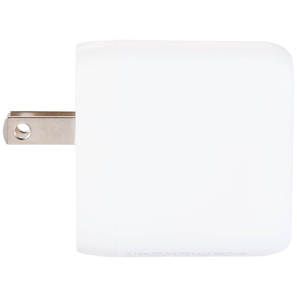 Leed's White UL Listed 20W Dual USB-A and Type-C Wall Charger