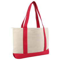 Liberty Bags Natural/Red Large Zippered Cotton Canvas Tote