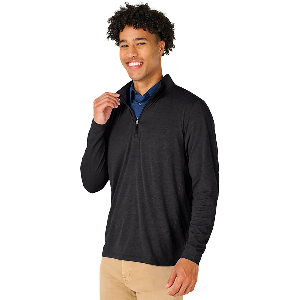 Charles River Men's Black Heather Vista Tri-Blend Quarter Zip