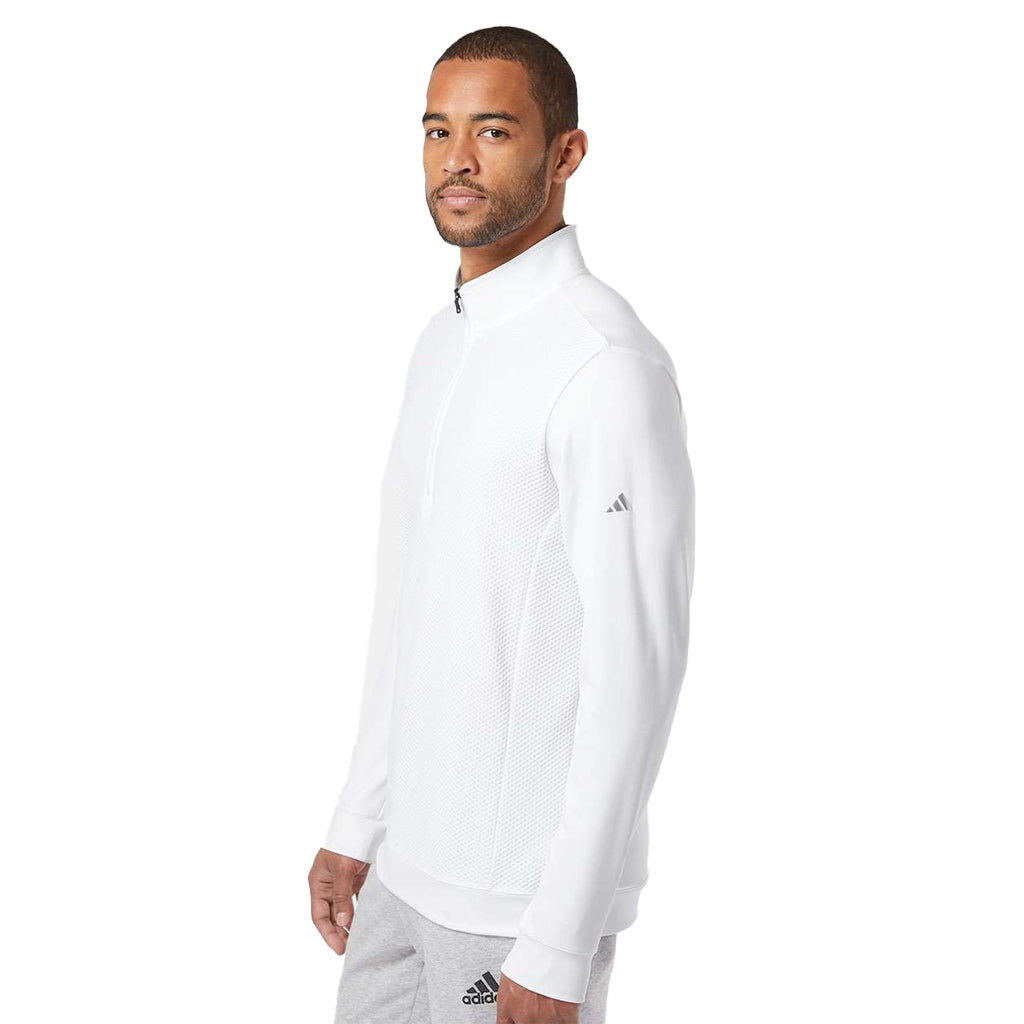 adidas Men's White Performance Texture Quarter Zip