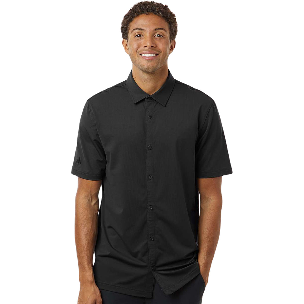 Adidas Men's Black Button-Down Short Sleeve Shirt