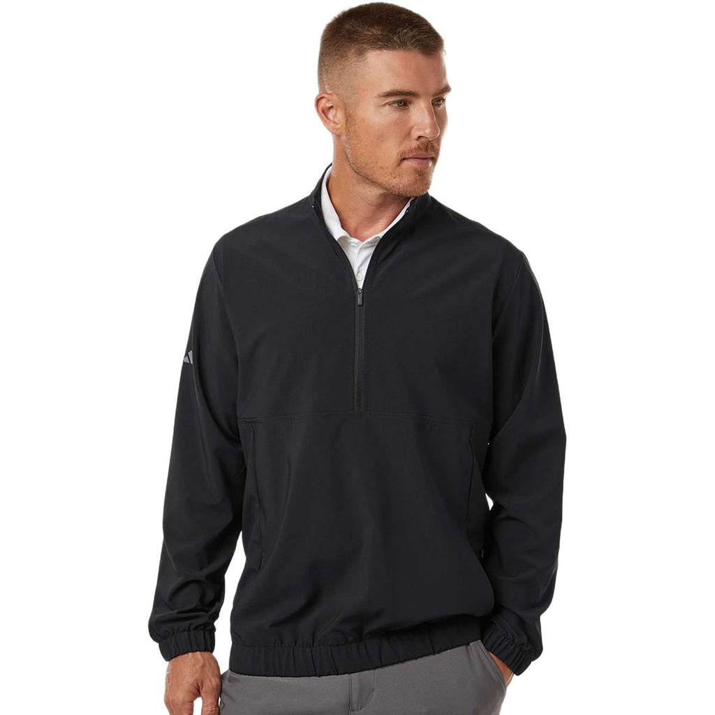 Adidas Men's Black Woven Half-Zip Pullover