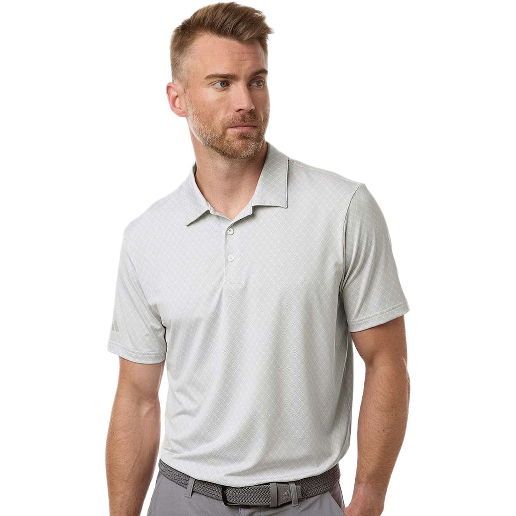 Adidas Men's White 4-Way Stretch Printed Polo