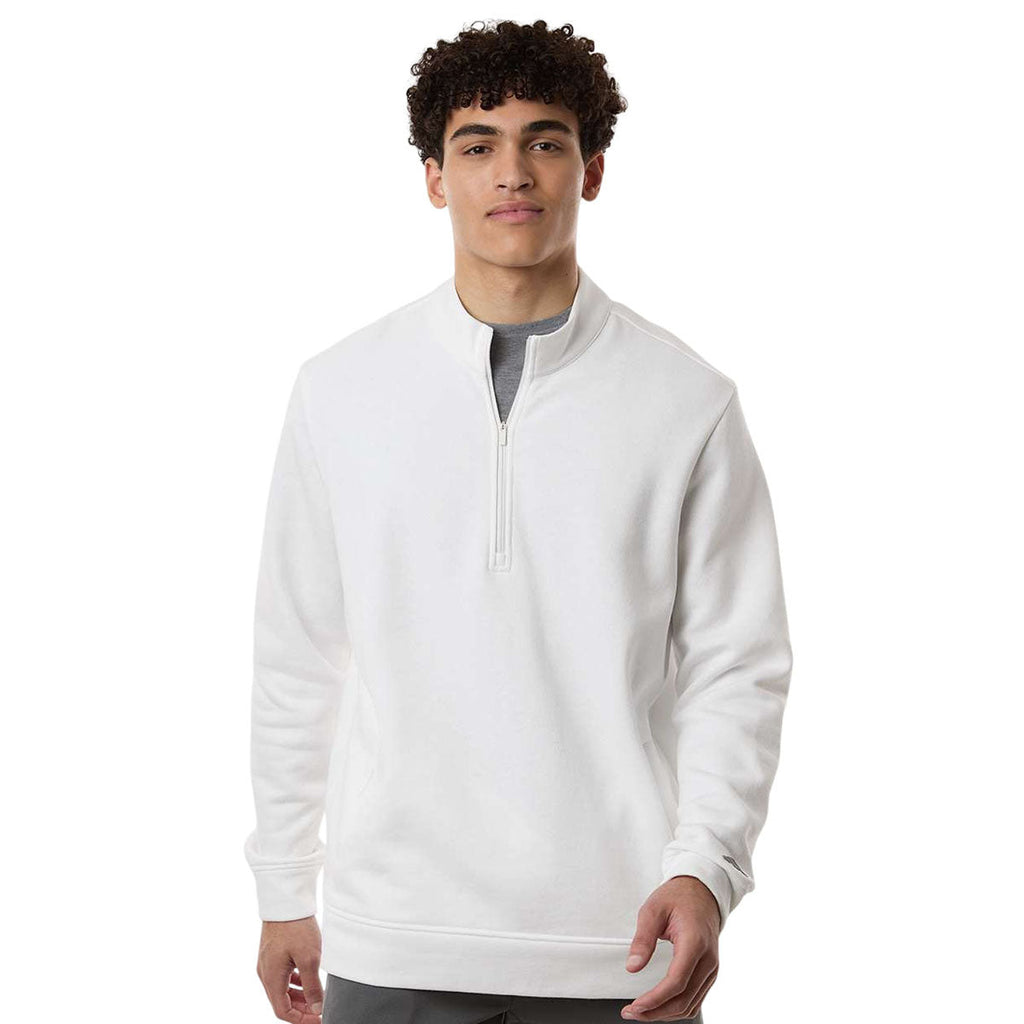 Adidas Men's Core White Elevated Fleece Quarter-Zip Pullover
