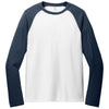 Allmade Unisex Rebel Blue/Bright White Tri-Blend Long Sleeve Colorblock Raglan