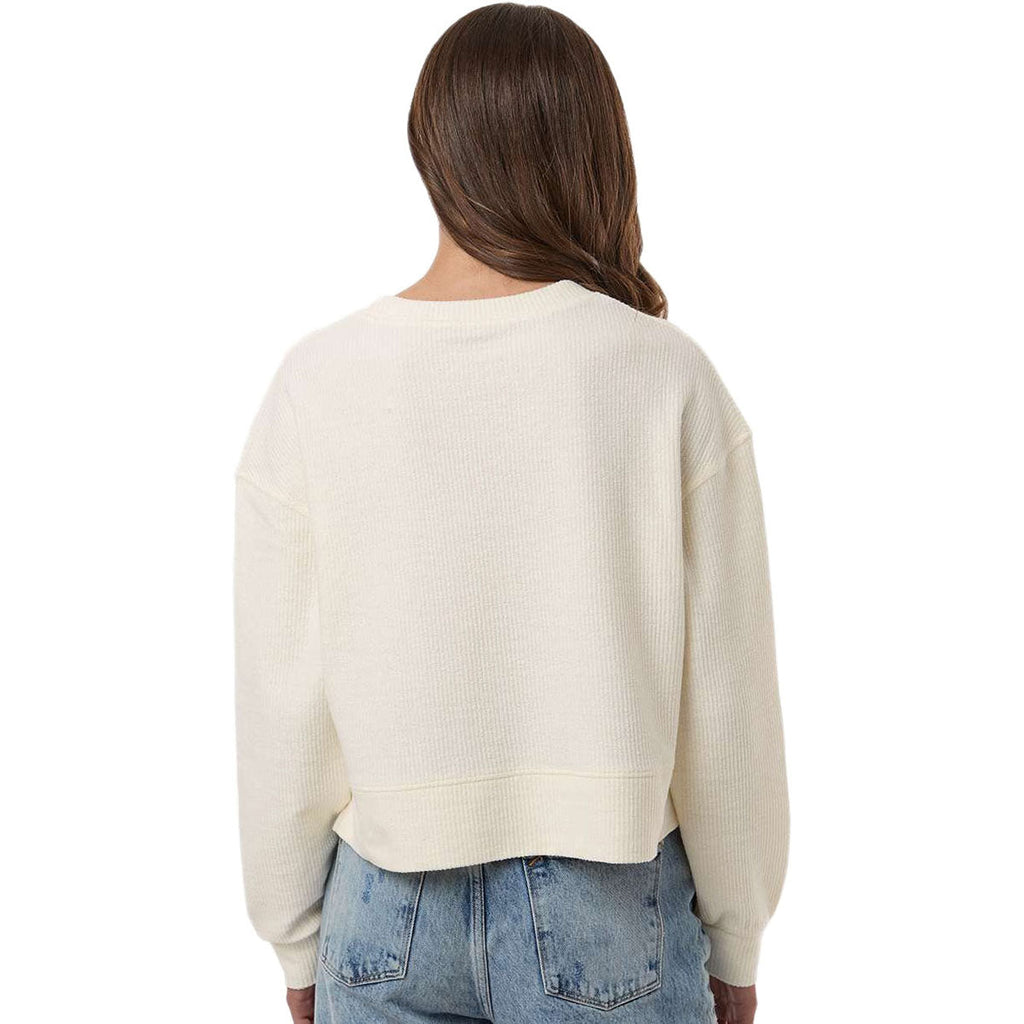 Boxercraft Women's Natural Ribbed Knit Cropped Boxy Crew