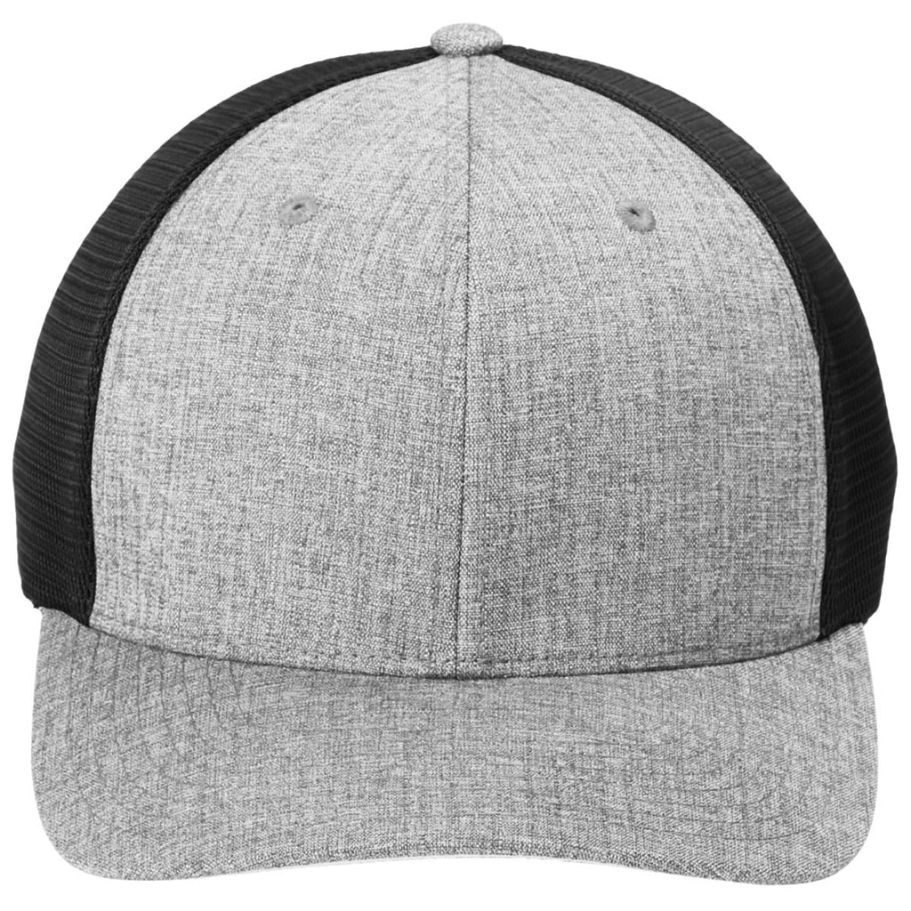 Port Authority Heather Silver/BlackFlexfit 110 Mesh Cap