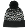 Port Authority Deep Black/Gusty Grey/Marshmallow Alpine Pom Beanie