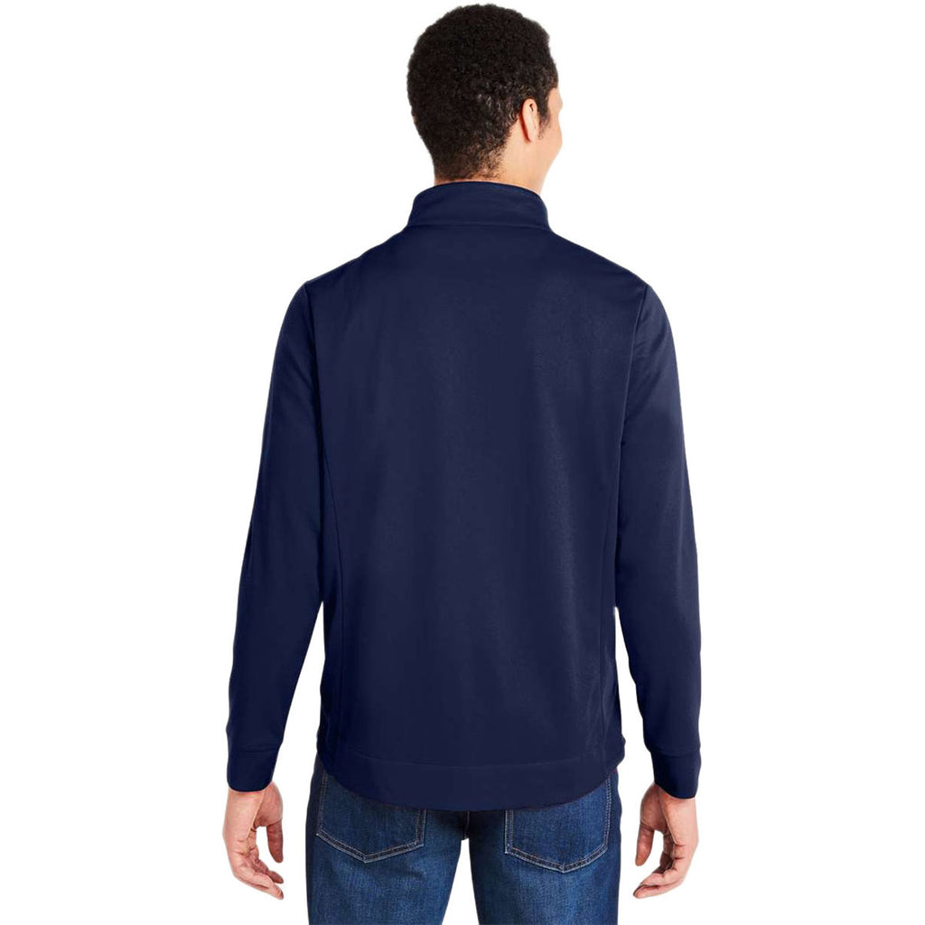 Core 365 Men's Classic Navy Heather/Carbon Market Snag Protect Mesh Colorblock Quarter-Zip Pullover