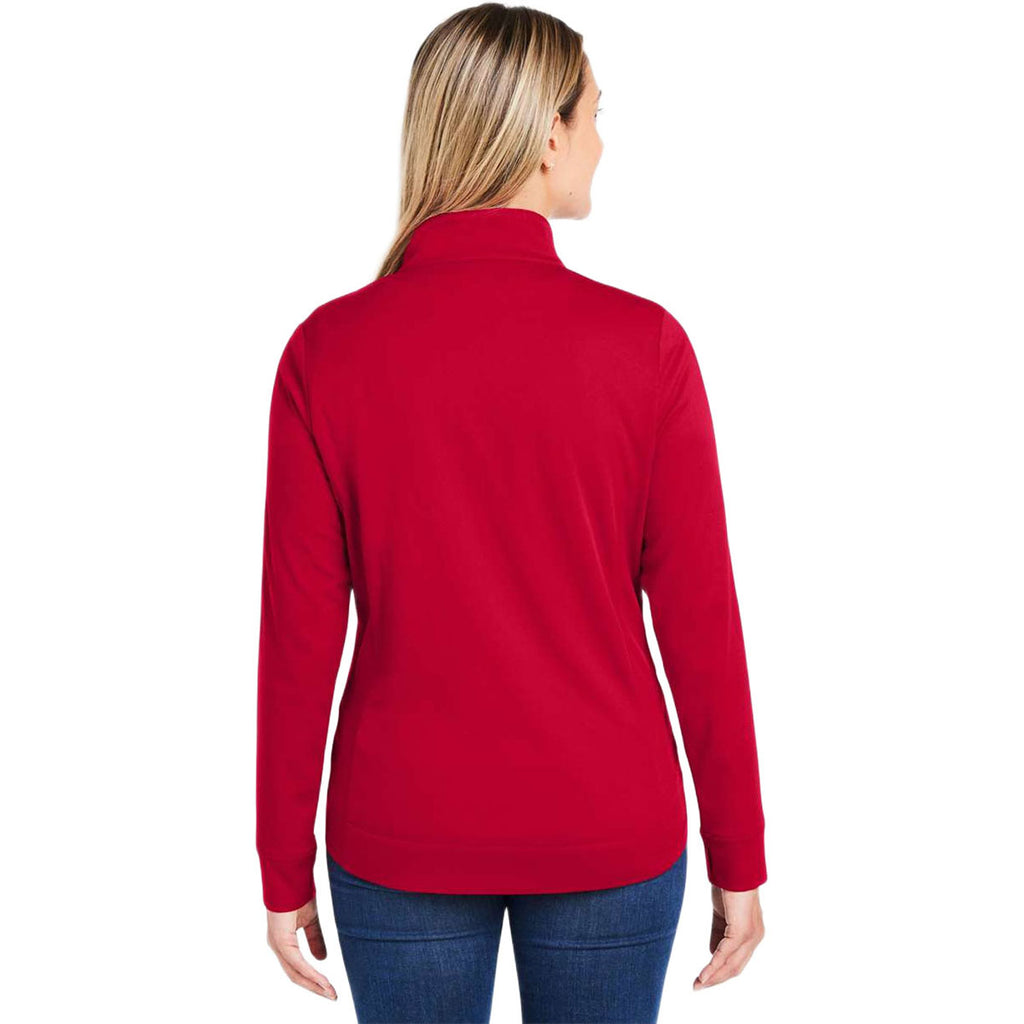 Core 365 Women's Classic Red/Carbon Market Snag Protect Mesh Colorblock Quarter-Zip Pullover