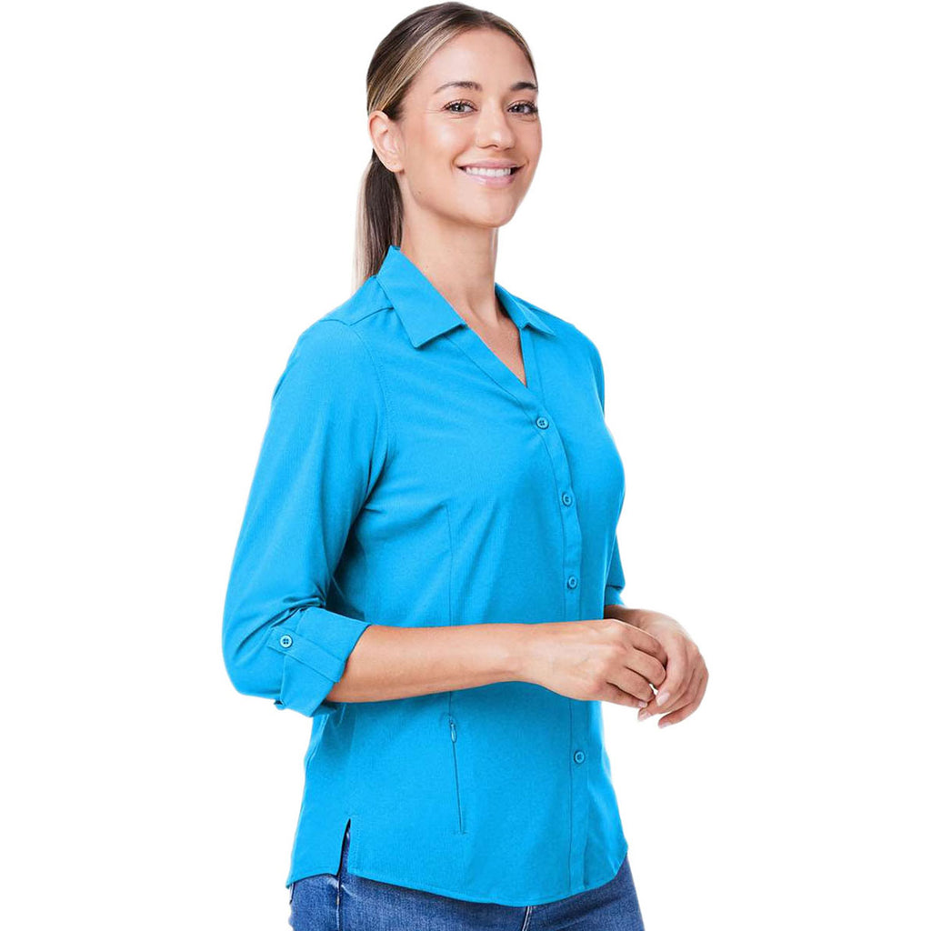 Core 365 Women's Electric Blue Ultra UVP Long Sleeve Marina Shirt