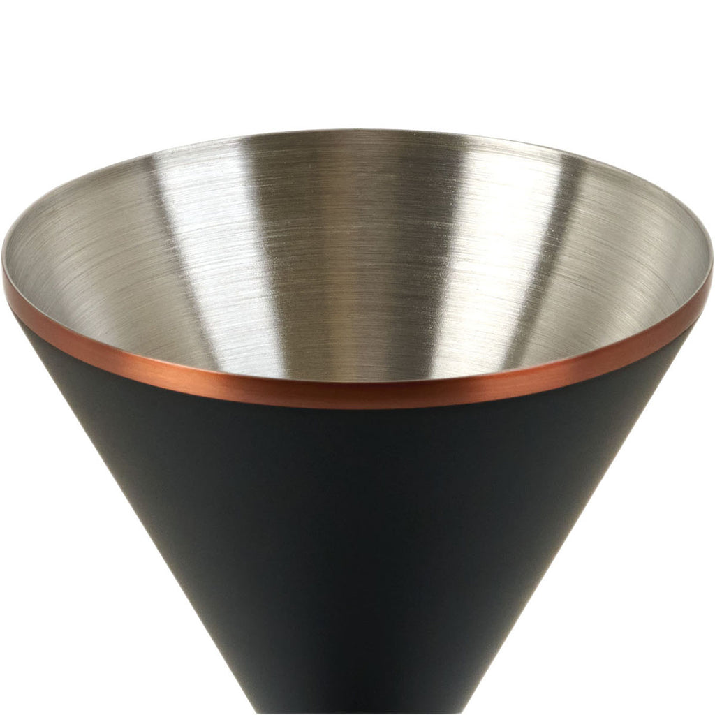 Snowfox Black 8 oz. Double Wall Steel Stemmed Martini Glass