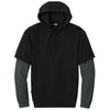 CornerStone Men's Black/Charcoal Heather Touch Fleece Layered Hoodie