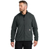 Carhartt Men's Carbon Heather Textured Full-Zip Fleece Jacket