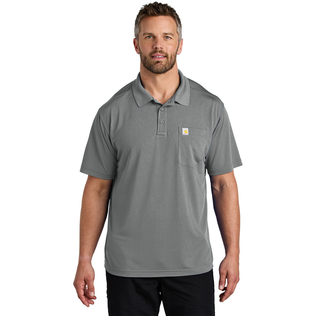 Carhartt Men's Asphalt Grey Force Snag-Resistant Pocket Polo