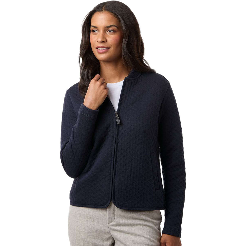 Devon & Jones Women's Navy Berkeley Textured Full-Zip Jacket