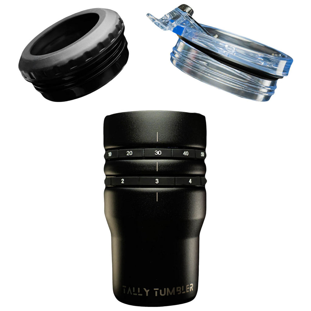 Tally Tumbler Black 4-in-1 Can Cooler & Scorekeeper 14oz.