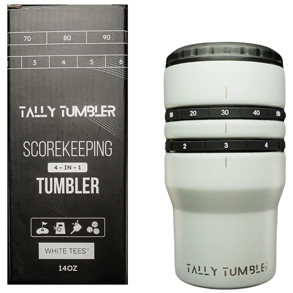 Tally Tumbler White 4-in-1 Can Cooler & Scorekeeper 14oz.